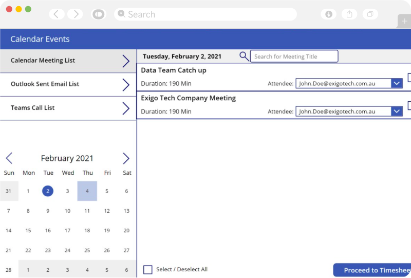 Calendar Integration Calendar Integration | Get best solution for Timesheet Automation Power App from Exigo Tech Australia