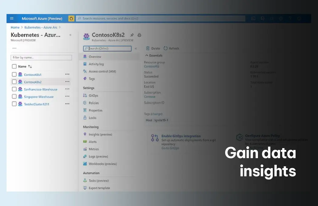 Azure Arc preview for Kubernetes environments, offering insights into resource activity and compliance, aiding businesses in gaining deeper data insights. Exigo Tech leverages Azure Arc to offer comprehensive monitoring and analytics solutions for hybrid infrastructures. Azure Arc preview for Kubernetes environments, offering insights into resource activity and compliance, aiding businesses in gaining deeper data insights. Exigo Tech leverages Azure Arc to offer comprehensive monitoring and analytics solutions for hybrid infrastructures.