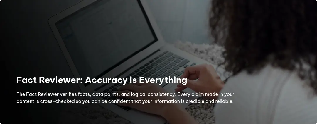 Individual working on a laptop to verify facts, illustrating Exigo Tech's Fact Reviewer feature for accuracy and reliability in content Individual working on a laptop to verify facts, illustrating Exigo Tech's Fact Reviewer feature for accuracy and reliability in content